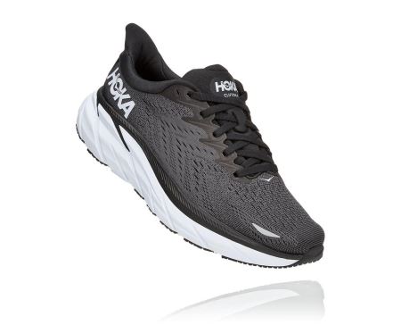 Hoka One One Clifton 8 - Sapatos Ortopédicos Homem Pretas / Branco | PT-pZlVB1c